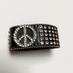Black Rhinestone Peace Sign Wristband
